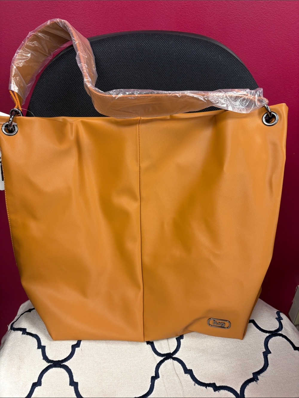 lug Orange Smooth Leather Tote-NWT